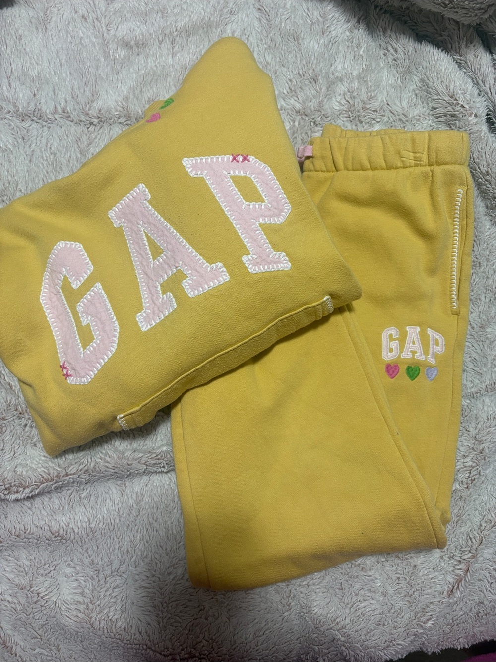 GAP Kids Mustard Yellow Sweatpants with Pink Logo
